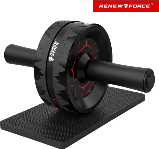 RENEW FORCE roller pour le renforcement des abdominaux avec double roue et tapis de genoux - 1 pièce