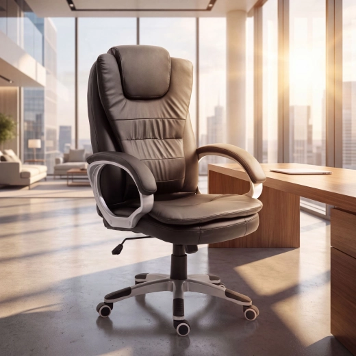 Chaise de bureau ergonomique en similicuir noir