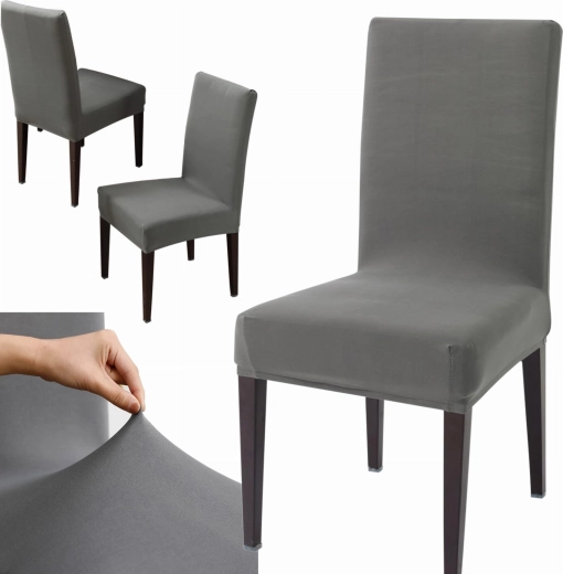 Housses élastiques pour assises de chaises, gris – lot de 8 pièces