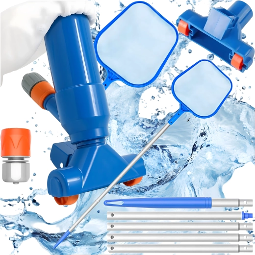 Kit de nettoyage du fond de piscine et de spa – aspirateur manuel avec brosse et épuisette
