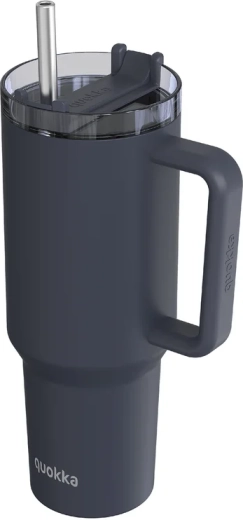 Mug isotherme en acier inoxydable Quokka Stream avec paille noir 1,2 l