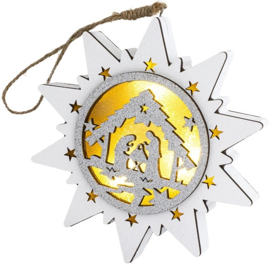 Étoile lumineuse en bois Retlux avec crèche