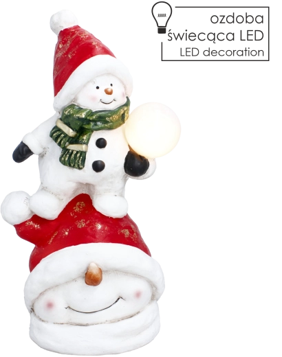 Figurine décorative de Noël bonhomme de neige avec boule LED 47 cm - 1 pièce
