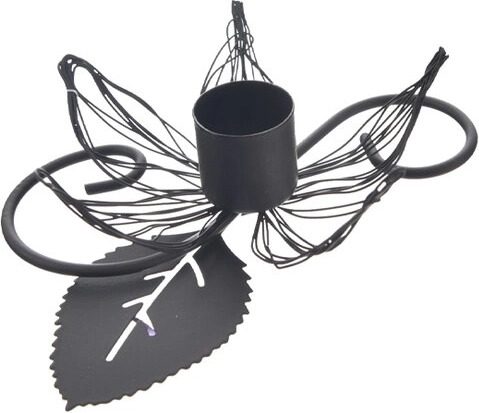 Bougeoir en métal fleur noir