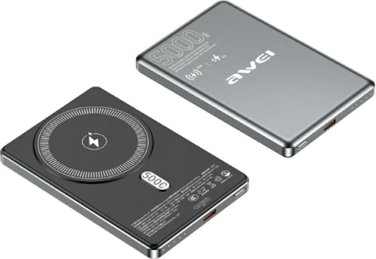 Batterie externe sans fil Awei PA-30 MagSafe 5 000 mAh grise