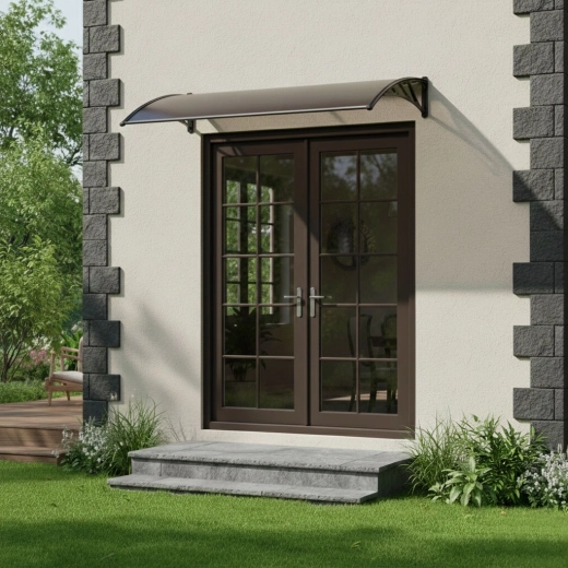 Protection élégante de l’entrée contre la pluie et le soleil