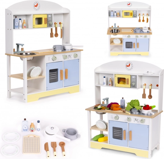 Cuisine en bois pour enfants ECOTOYS avec lave-linge et 12 accessoires
