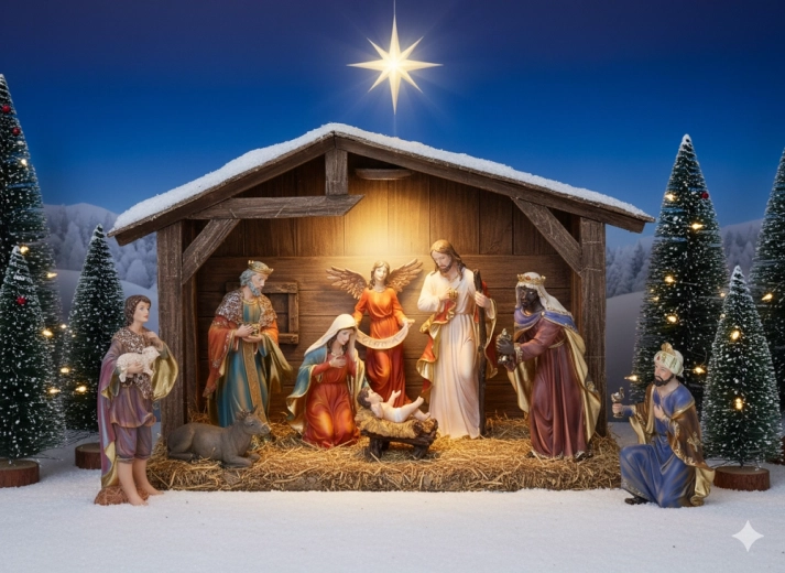 Crèche de Noël – lot de 11 figurines en résine poly (polyresin) jusqu’à 46 cm