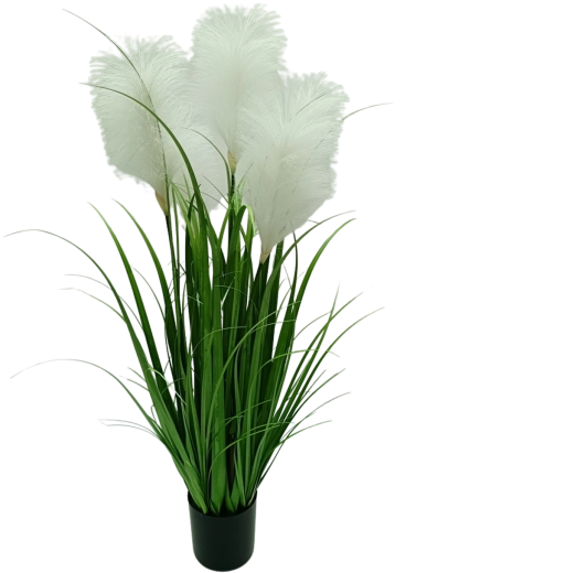 Herbe de la pampa artificielle en pot blanche 90 cm