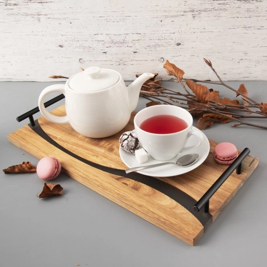 Bois d’acacia naturel avec résine « rivière » décorative