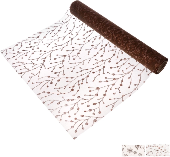 Chemin de table de Noël en polyamide 500 × 30 cm, mix marron