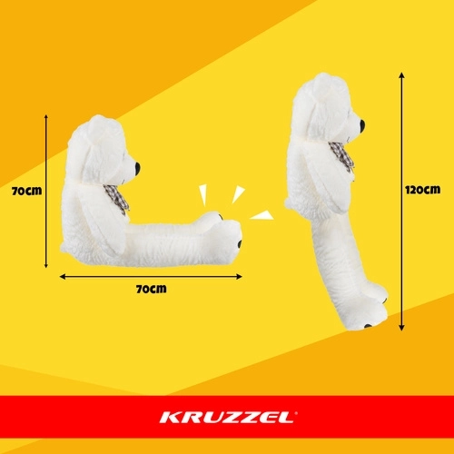 Ours en peluche Kruzzel XL 146 cm écru avec nœud