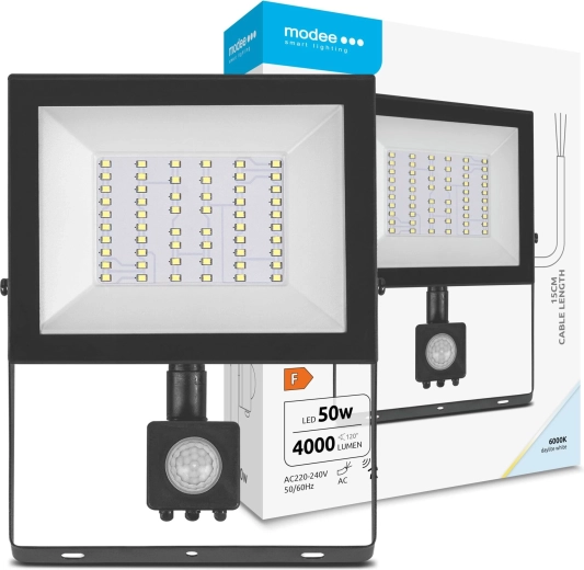 Projecteur LED avec détecteur de mouvement 50 W, 4000 lm, 6000 K, 120°, MODEE E‑series