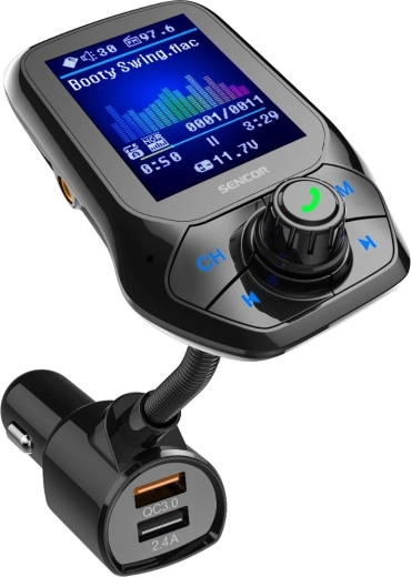 Modulateur FM Bluetooth Sencor pour voiture avec charge rapide