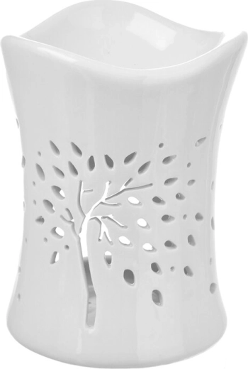 Brûle-parfum en porcelaine Arbre de vie blanc