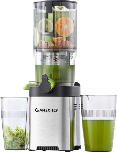 Extracteur de jus AMZCHEF à pressage à froid avec large goulotte de 142 mm
