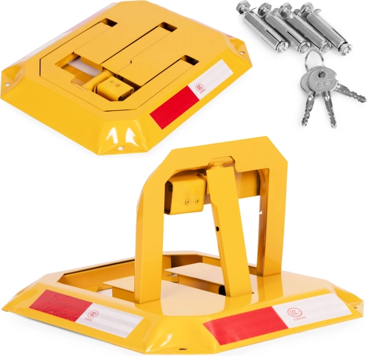 Barrière de stationnement pliante 30 cm avec clé et bandes réfléchissantes
