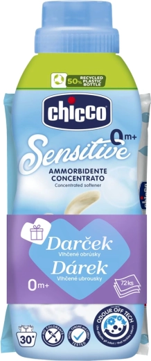 Chicco adoucissant concentré Baby Sensitive talc doux 750 ml avec 72 lingettes humides