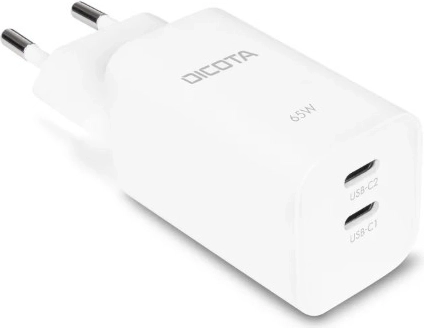 Chargeur GaN blanc 65 W avec 2× USB‑C (EU)