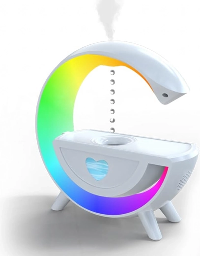 Humidificateur d’air antigravité avec aromathérapie, lampe de nuit RGB et haut-parleur Bluetooth