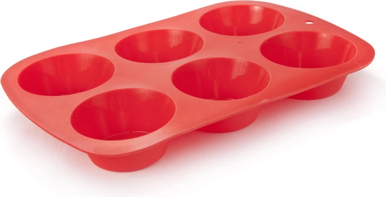 Moule à muffins en silicone CULINARIA, 6 pièces, rouge, 27,5 × 18 × 3,2 cm