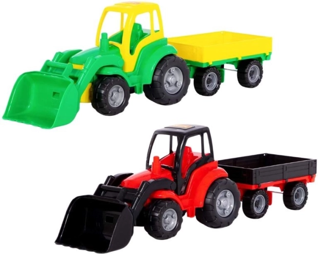 Grand tracteur en plastique avec remorque et lame - 1 pièce