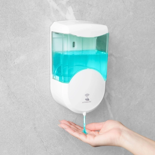 Distributeur automatique mural de savon 600 ml à piles blanc