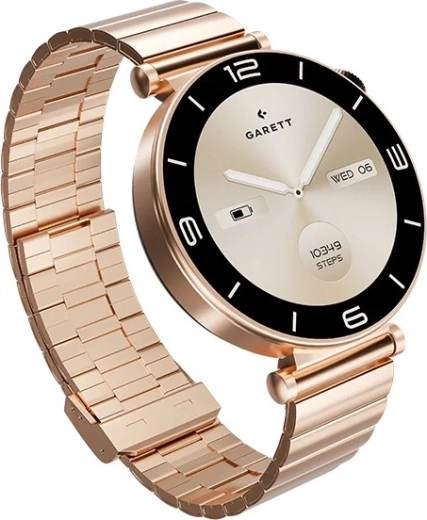 Smartwatch Garett Rose or rose avec bracelet en acier