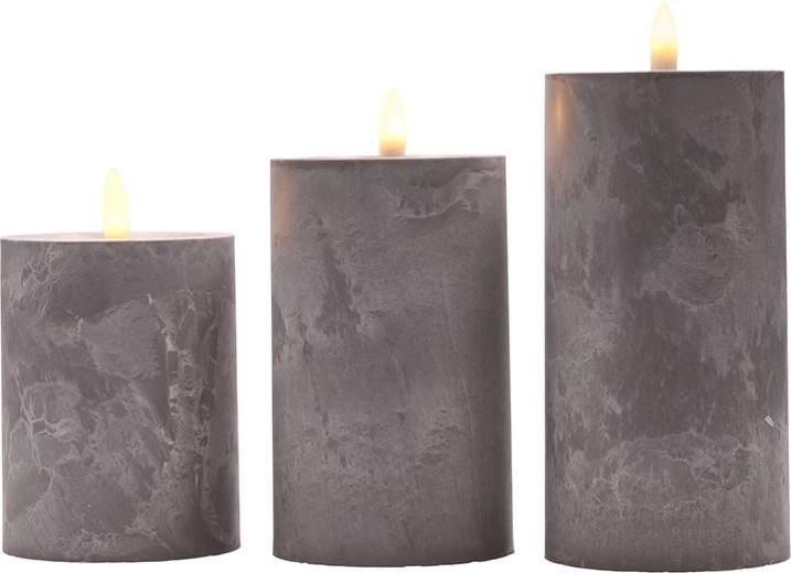 Solight ensemble de bougies LED avec minuteur, décor marbre gris 10/12,5/15 cm