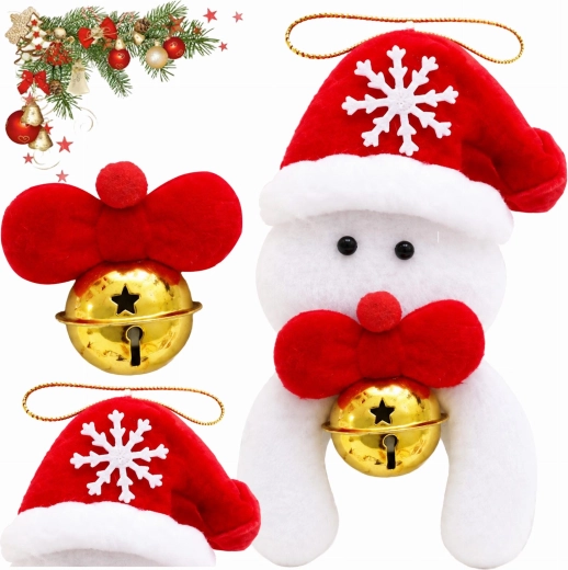Décoration de Noël suspendue bonhomme de neige avec clochette 12 cm