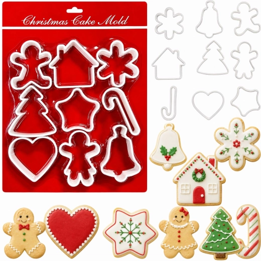 Emporte-pièces de Noël pour biscuits et pain d’épices, set de 9 pièces