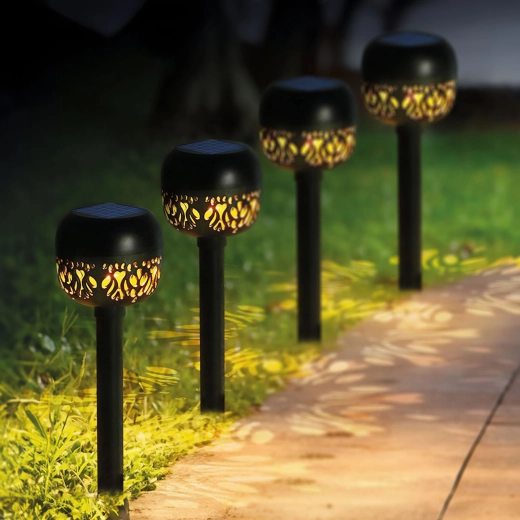 Lampe de jardin solaire à planter avec lumière blanc chaud