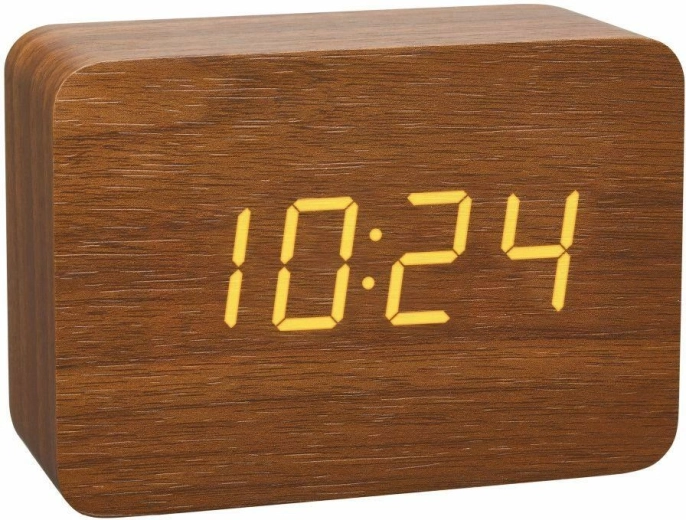 Réveil radio-piloté TFA Clocco aspect bois, marron