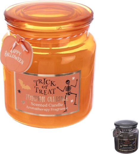 Bougie parfumée en verre Halloween 350 g (assortiment de parfums et de motifs)