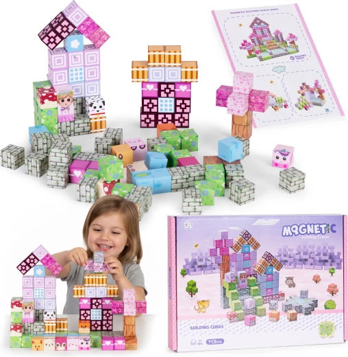 Jeu de construction magnétique pour enfants, 113 pièces