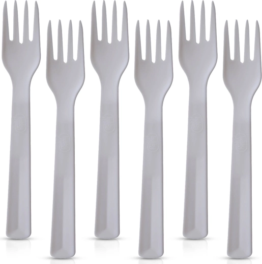 Fourchettes de table en plastique Sandy 18 cm - 6 pièces – Gris