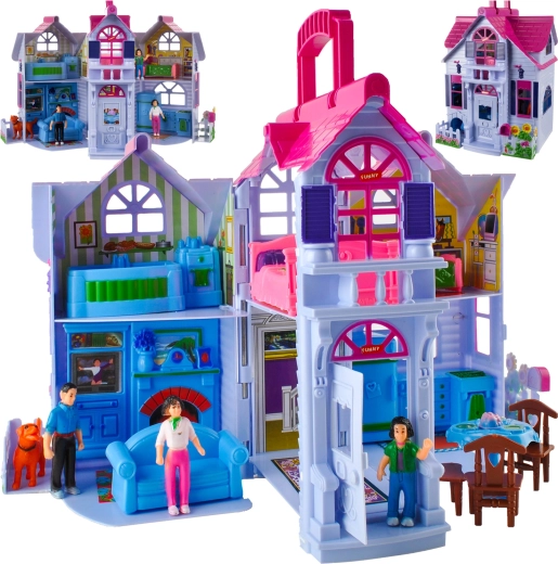 Maison de poupées pliable Iso Trade avec 6 pièces et mobilier