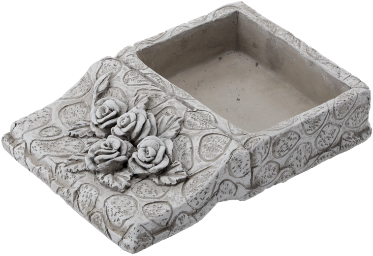 Jardinière en ciment en forme de livre, grise 23,5 × 17 × 5 cm