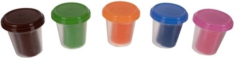 5 couleurs de pâte à modeler en pots