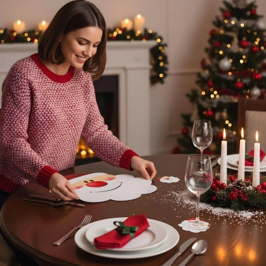 Sets de table et dessous-de-verres de Noël avec le Père Noël, 8 pièces