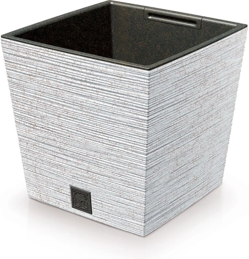 Pot de fleurs Furu Square Low Eco Wood avec insert 29,5 cm – blanc