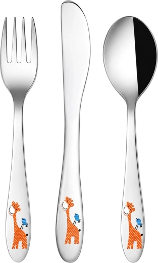 Couverts pour enfants en acier inoxydable Girafe, 3 pièces