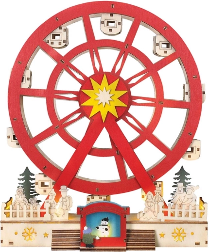 Carrousel de Noël Solight en bois avec LED, rotatif, 7 LED, 30 cm