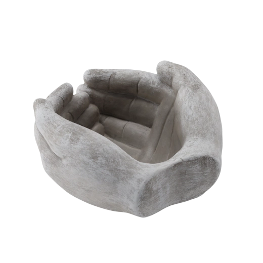 Jardinière en ciment en forme de mains grise 20 × 20 × 11,5 cm