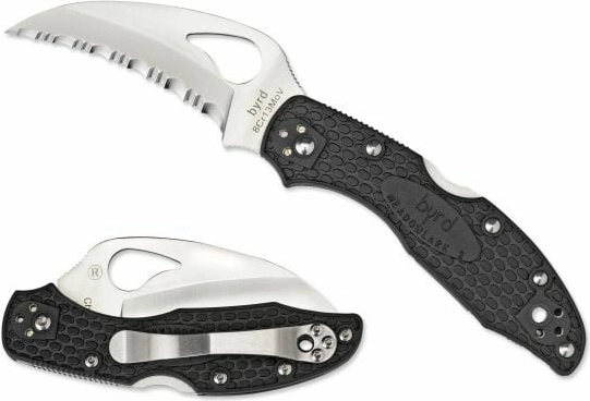 Couteau de poche pliant léger Byrd Hawkbill 7,2 cm, noir, FRN