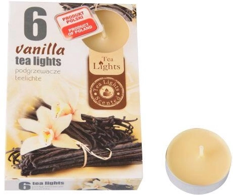 Bougies chauffe-plat parfumées à la vanille et à l’orange, 6 pcs