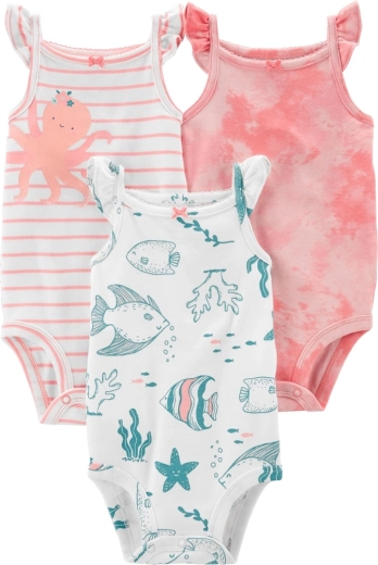 Bodies fille sans manches Pink Ocean, lot de 3, taille 56