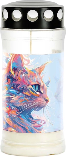 Bougie de cimetière Provence avec motif de chat – durée 4 jours