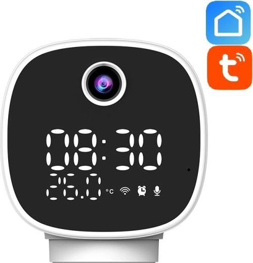 Caméra Wi‑Fi domestique Solight avec veilleuse et horloge