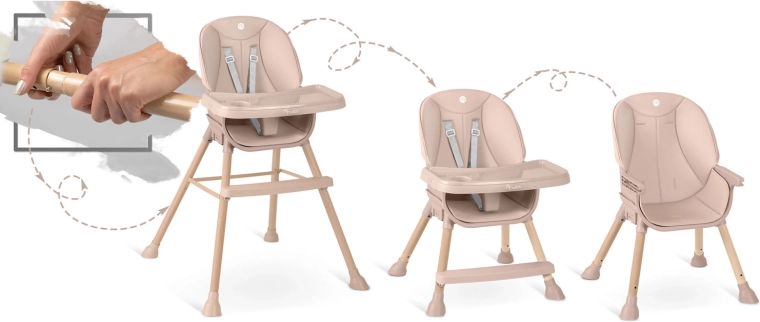 3-en-1 : chaise haute, chaise basse et siège